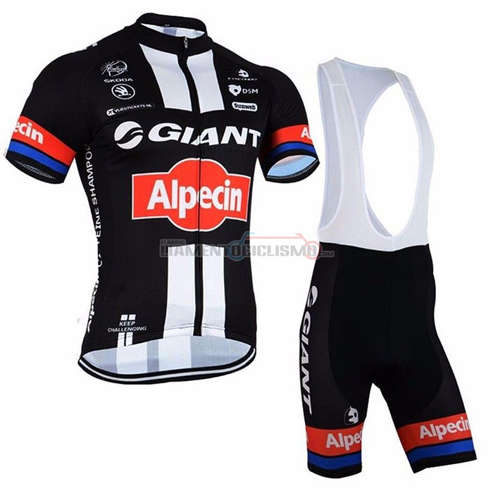 Abbigliamento Ciclismo Giant Alpecin Manica Corta 2021 Nero Bianco Rosso